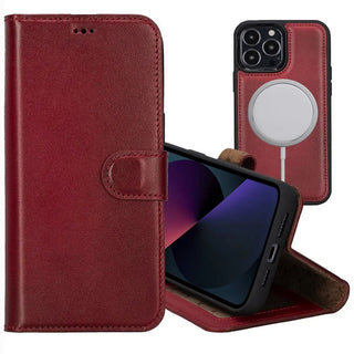 iPhone 13 Pro Detachable Wallet Case, (Wine Red) - VENOULT