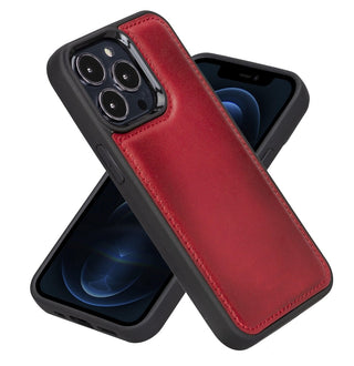 iPhone 13 Pro MAX Slim Leather Case, (Currant Red) - VENOULT