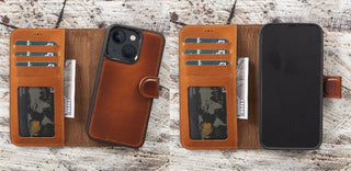 iPhone 14 Detachable Card Holder Wallet Case, (Chestnut Brown) - VENOULT