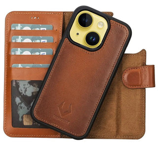 iPhone 14 Detachable Card Holder Wallet Case, (Chestnut Brown) - VENOULT