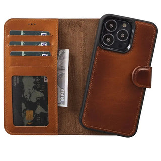 iPhone 14 Pro MAX Detachable Card Holder Wallet Case, (Chestnut Brown) - VENOULT