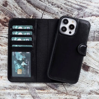 iPhone 14 Pro MAX Detachable Card Holder Wallet Case, (Rustic Black) - VENOULT