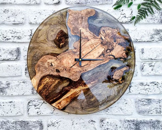 Unique Resin & Olive Wood Wall Clock - VENOULT