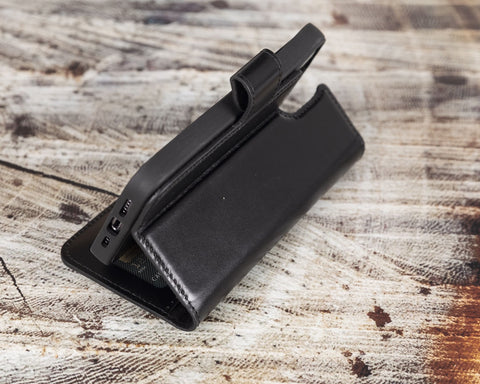 iPhone 14 Pro Detachable Card Holder Wallet Case, (Rustic Black)