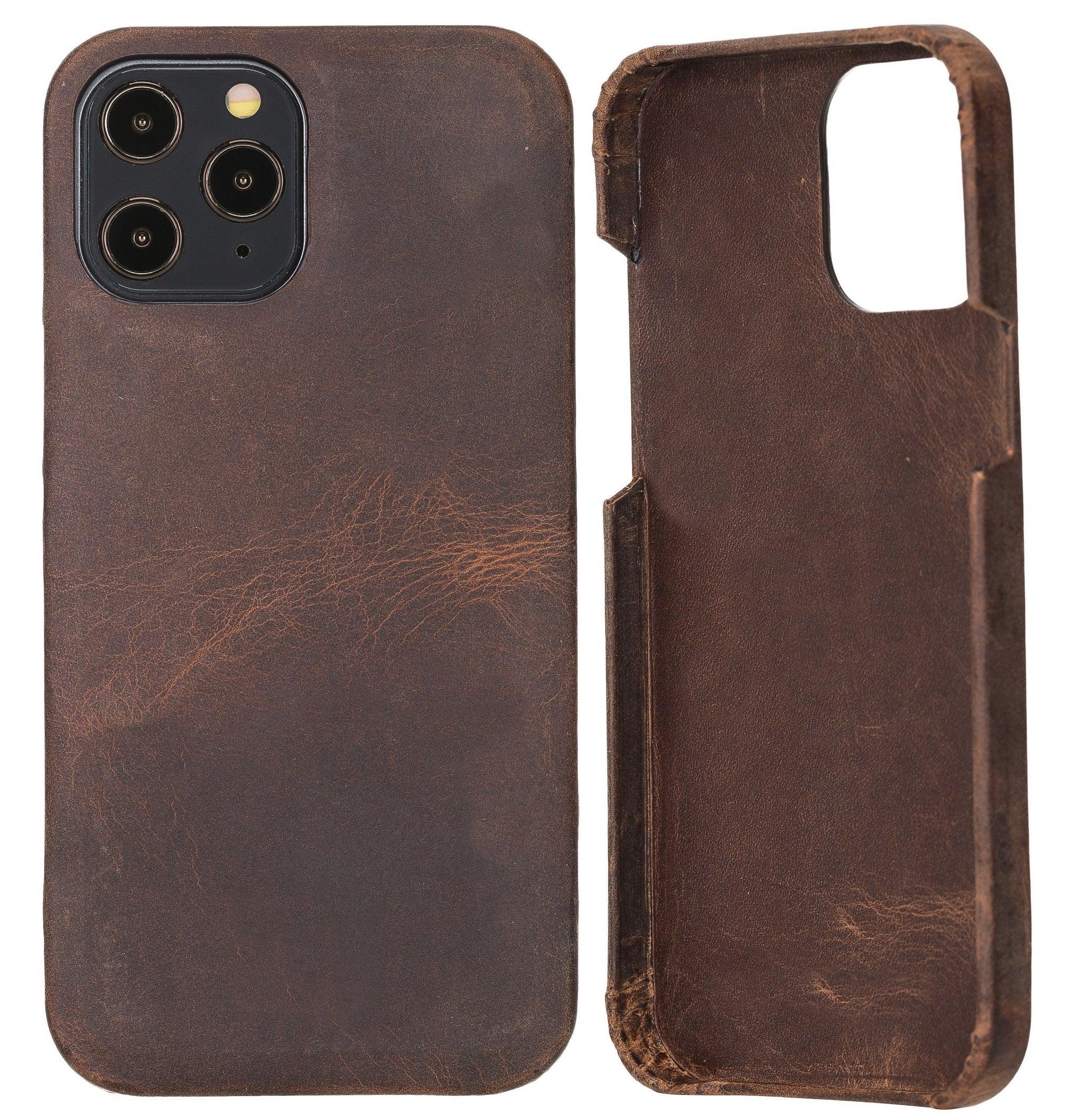genuine leather iPhone 13 Pro Slim Case, (Vintage Brown)