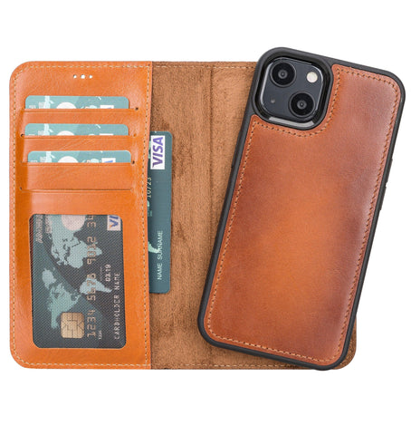 VENOULT iPhone 13 Mini 5.4" Detachable Wallet Case, RFID Protected, Wireless Charging and Car Mount Compatible, First Class Genuine Leather - VENOULT