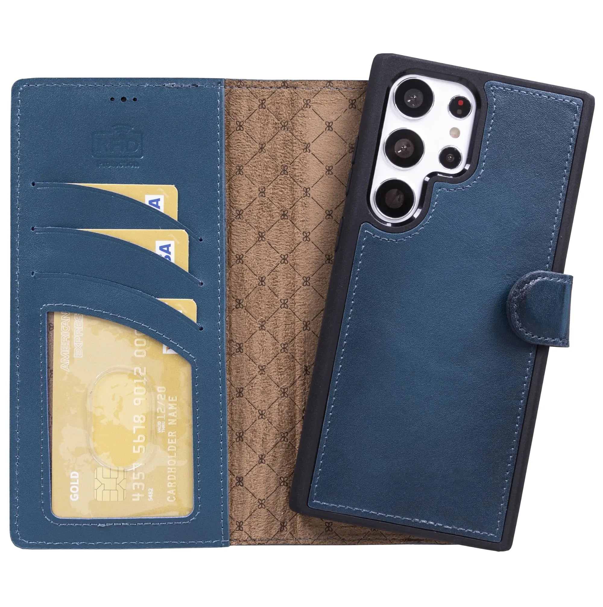 Admiral Blue Samsung Galaxy S23 Ultra Wallet Case, Magnetic Detachable