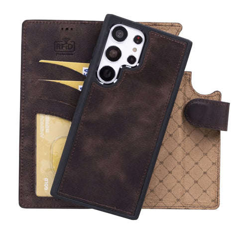 Chocolate Brown  Samsung Galaxy S23 Ultra Detachable Card Holder Wallet Case