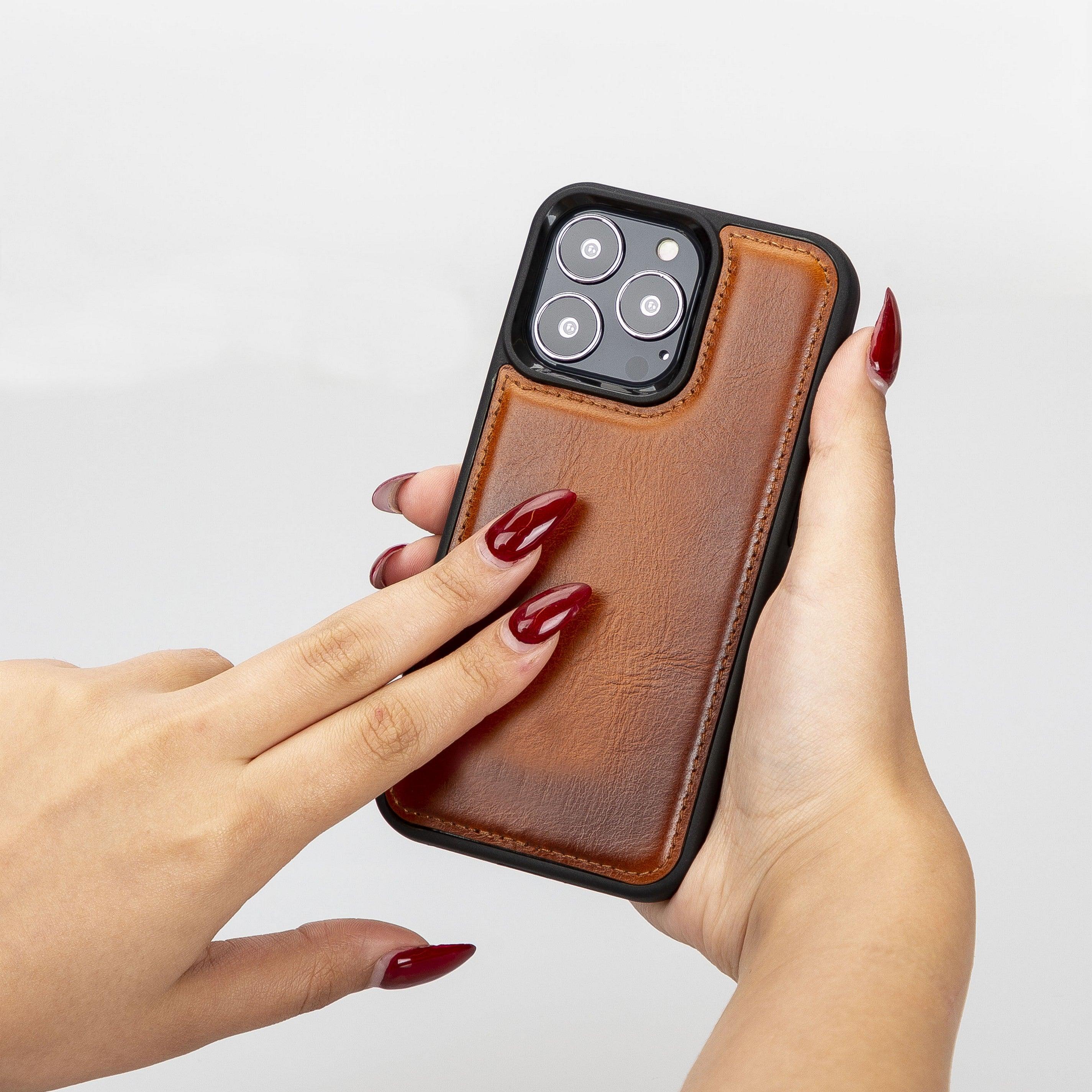 iPhone 13 Pro MAX Slim Leather Case, (Chestnut Brown) - VENOULT