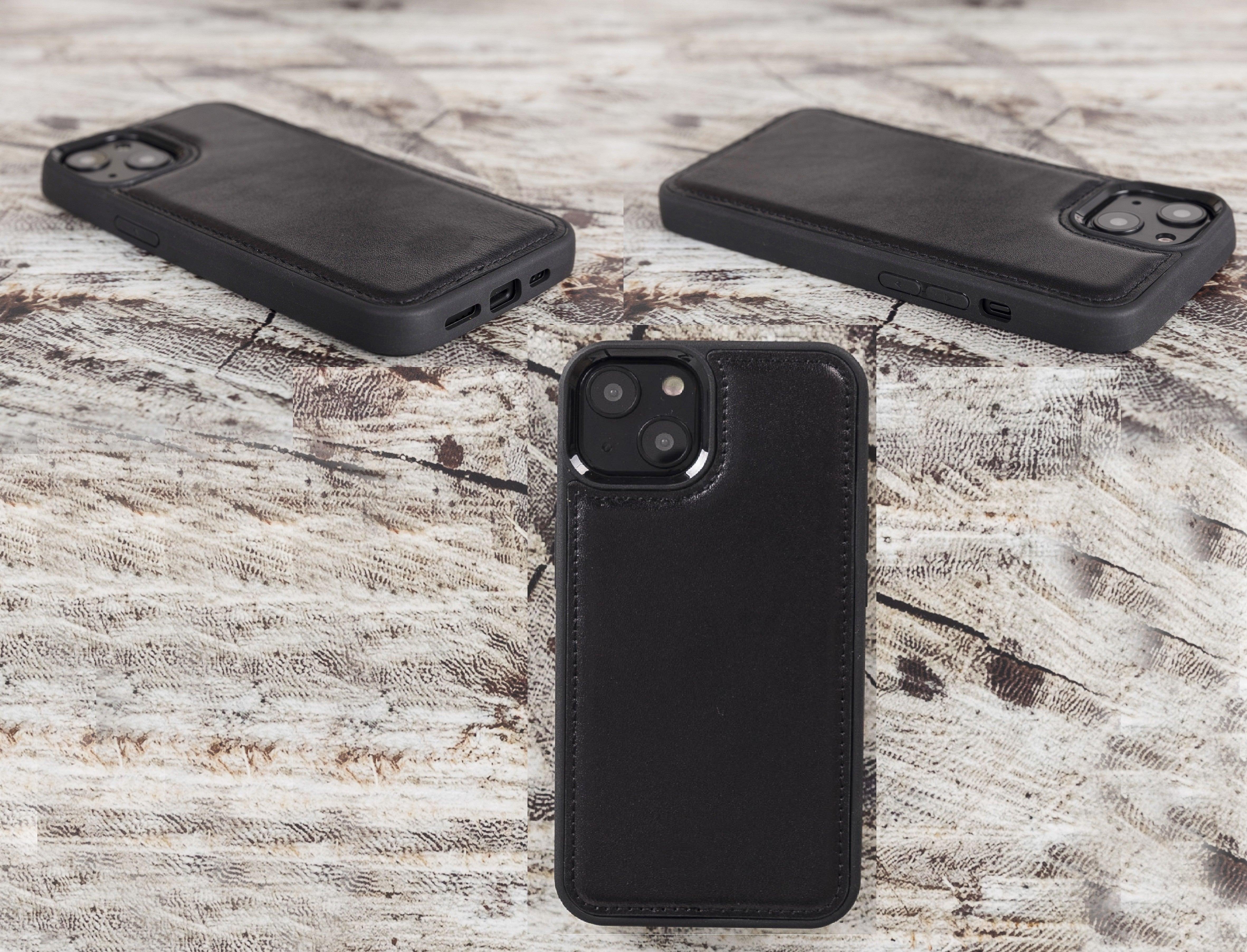 iPhone 13 Pro MAX Slim Leather Case (Rustic Black) - VENOULT