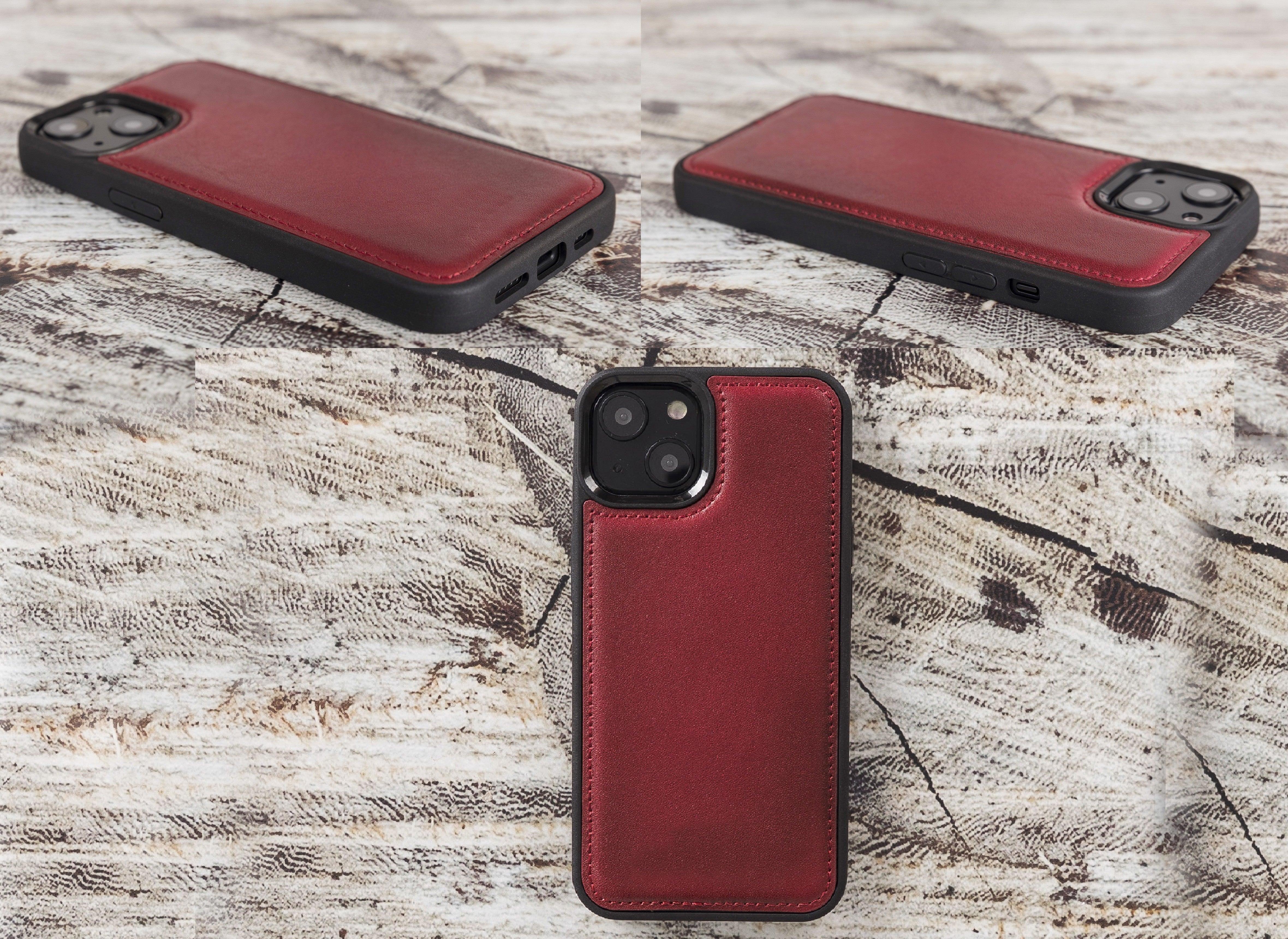 iPhone 13 Slim Leather Case, (Wine Red) - VENOULT