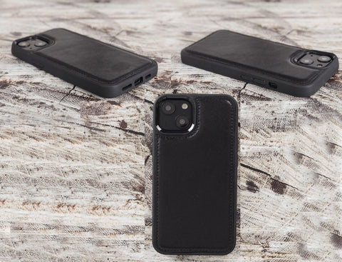 iPhone 13 Slim Leather Case (Rustic Black) - VENOULT