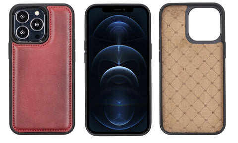 iPhone 13 Pro MAX Slim Leather Case, (Wine Red) - VENOULT