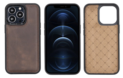 iPhone 13 Mini Slim Leather Case, (Chocolate Brown) - VENOULT